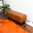 Allora Mid-Century Modern Genuine Leather Upholstered Bench in Tan