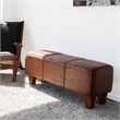 Allora Mid-Century Modern Genuine Leather Bench in Brown