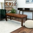 Allora Mid-Century Modern Stitched Genuine Leather Upholstered Bench in Tan