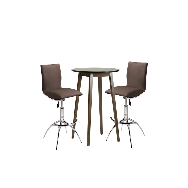 Allora Mid Century Modern Wood Bar Table Set in Cappuccino