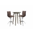 Allora Mid Century Modern Wood Bar Table Set in Cappuccino