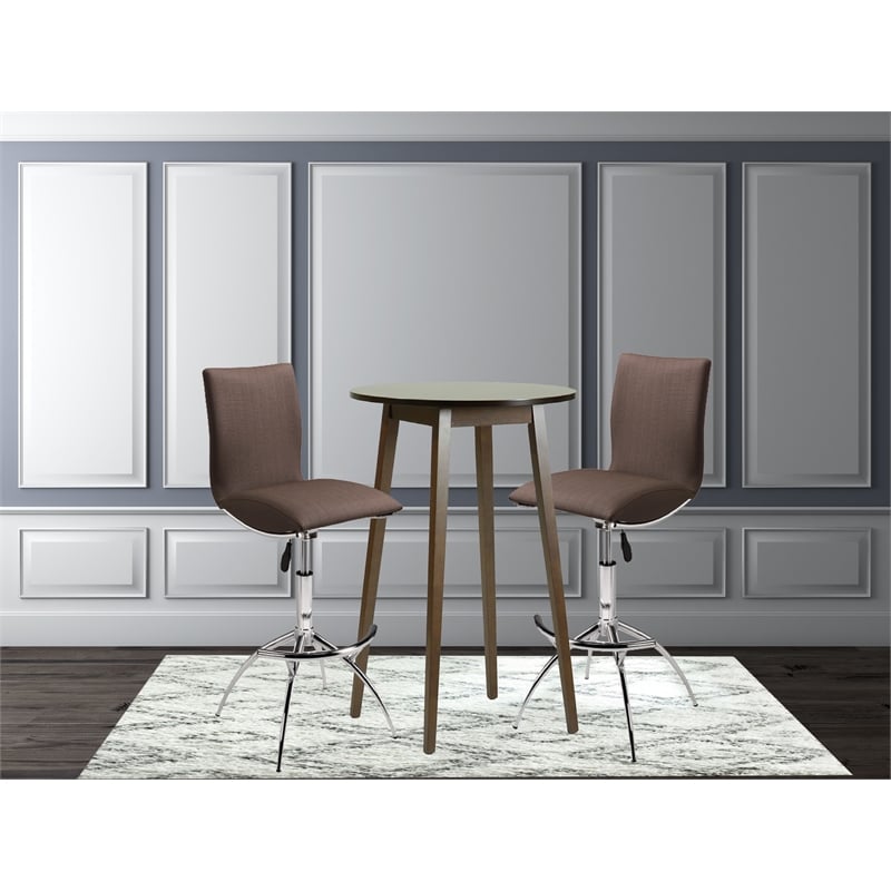 Allora Mid Century Modern Wood Bar Table Set in Cappuccino