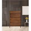 Allora Mid-Century 5 Horizontal Drawers Solid Wood Chest in Walnut