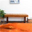 Allora Mid-Century Modern Rectangular Genuine Leather Bench in Tan