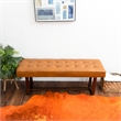 Allora Mid-Century Modern Rectangular Genuine Leather Bench in Tan