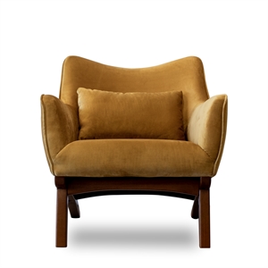 allora mid-century modern tight back velvet upholstered armchair in gold
