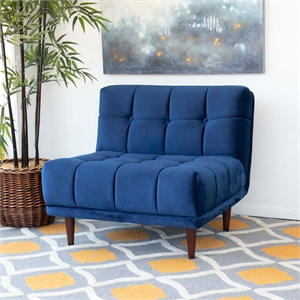 allora mid-century modern velvet armless lounge chair in blue