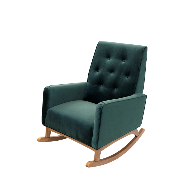 Allora Mid-Century Modern Velvet Rocking Chair in Green