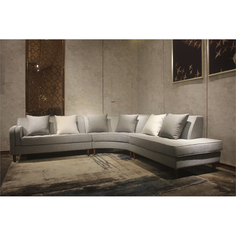 Allora Mid Century Right Hand Facing Sectional in Gray