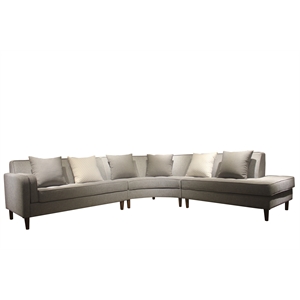 allora mid century right hand facing sectional in gray