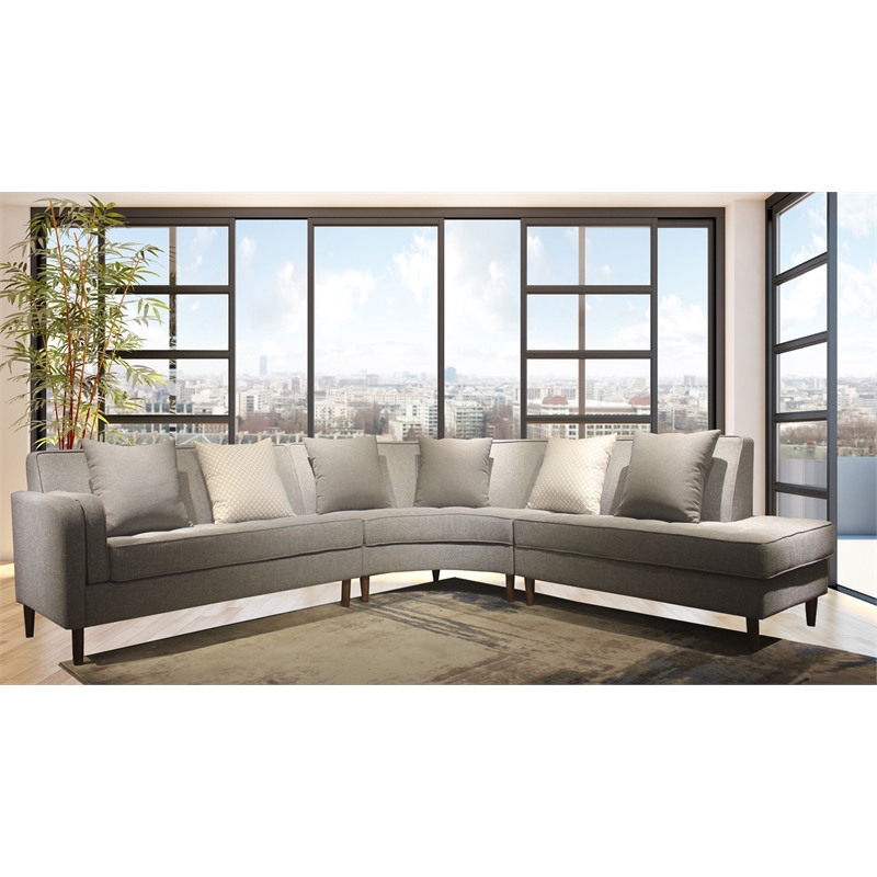 Allora Mid Century Right Hand Facing Sectional in Gray