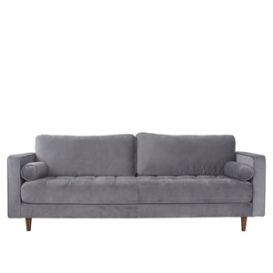 Allora Mid-Century Modern Velvet Sofa in Gray