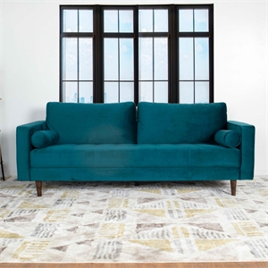 Allora Mid-Century Modern Velvet Sofa in Teal Blue