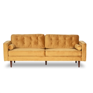 Allora Mid Century Modern Velvet Sofa in Yellow