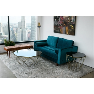 Allora Mid-Century Modern Loveseat Velvet Sofa in Green