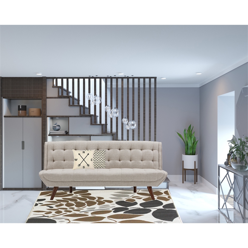 Allora Mid Century Modern Tufted Sofa Bed in Beige