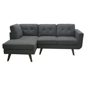 Allora Mid Century Fabric Sectional in Charcoal Gray