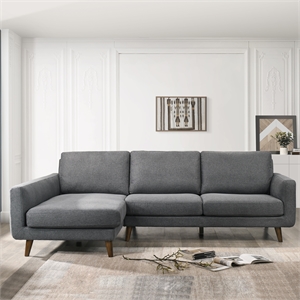 Allora Mid-Century Modern Sectional Left Chaise Sofa in Gray