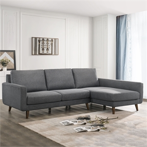 Allora Mid Century Modern Sectional Right Chaise Sofa in Dark Gray