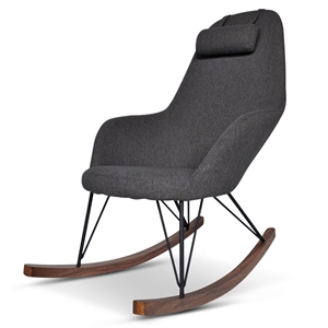 allora mid-century modern fabric rocking chair in dark gray