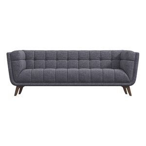 Allora Mid-Century Modern Tufted Back Fabric Sofa in Grey