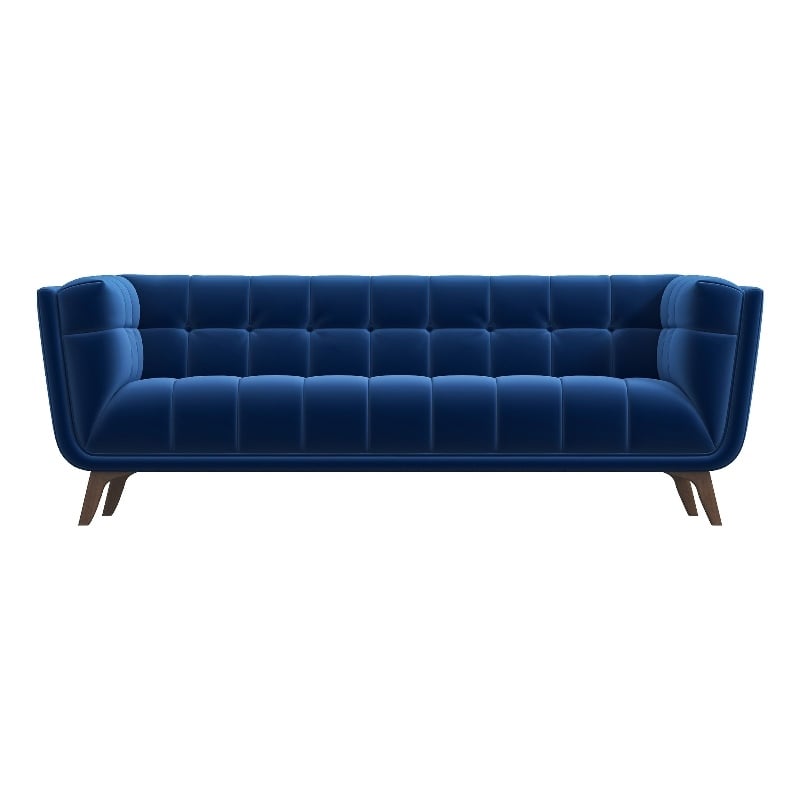 Allora Mid-Century Velvet Tufted Living Room Sofa in Navy Blue