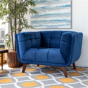 Allora Mid-Century Modern Velvet Lounge Chair in Blue