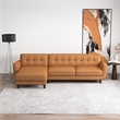Allora Genuine Leather Upholstered Left Chaise Sectional Sofa in Tan