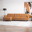 Allora Genuine Leather Upholstered Left Chaise Sectional Sofa in Tan