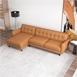 Allora Genuine Leather Upholstered Left Chaise Sectional Sofa in Tan