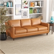 Allora Genuine Italian Leather Upholstered Sofa in Cognac/Tan
