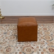 Allora Square Solid Wood and Genuine Leather Ottoman in Espresso