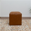 Allora Square Solid Wood and Genuine Leather Ottoman in Espresso