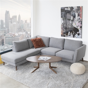 Allora Mid-Century Modern Sectional Left Chaise Sofa in Light Gray