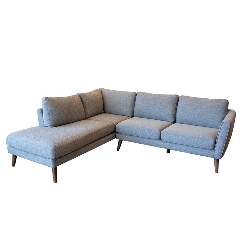 Allora MidCentury Modern Sectional Left Chaise Sofa in Light Gray