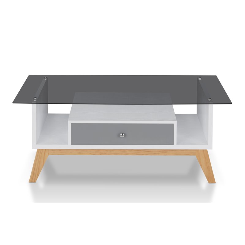 Allora Mid-Century Glass Coffee Table in Gray