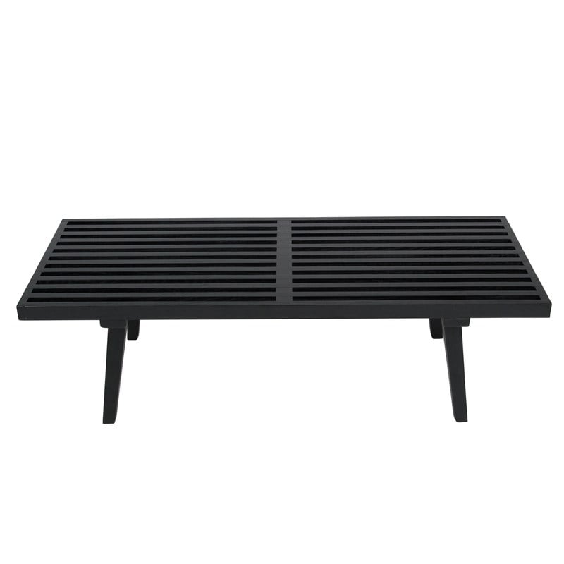 Allora Mid-Century Platform 4' Bench in Black