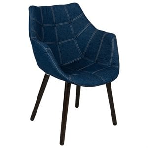 Allora Mid-Century Tufted Denim Accent Arm Chair in Blue