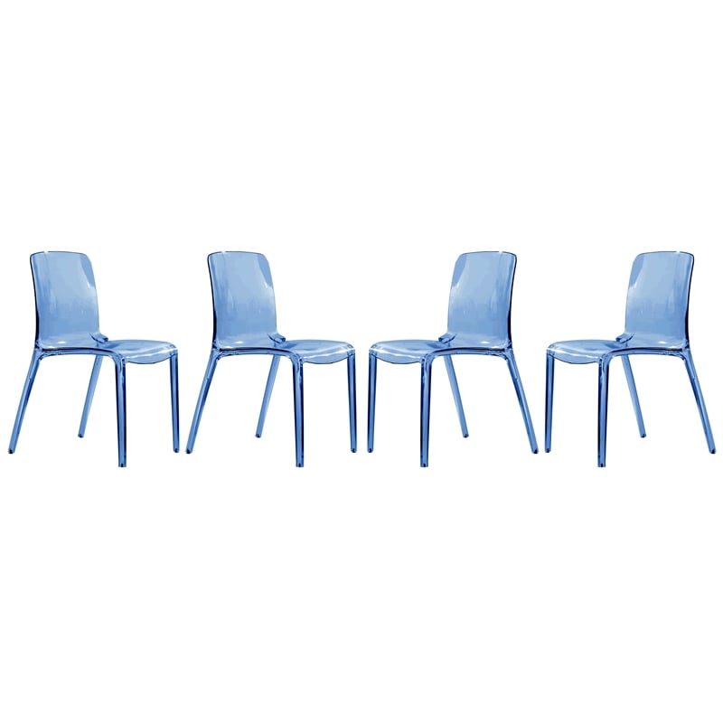Allora Mid-Century Modern Dining Side Chair in Blue (Set of 4)