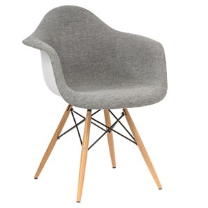 Allora Mid-Century Fabric Eiffel Base Accent Chair in Gray