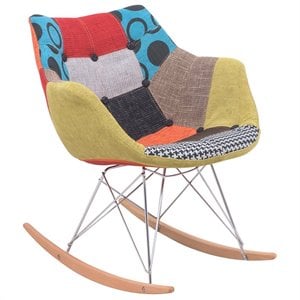 allora mid-century twill eiffel base rocking chair in multi-color