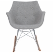 Allora Mid-Century Twill Fabric Eiffel Base Rocking Chair in Gray