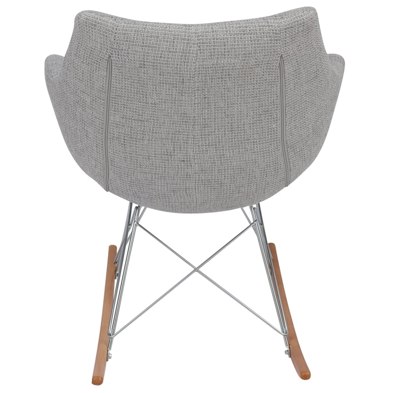 Allora Mid-Century Twill Fabric Eiffel Base Rocking Chair in Gray
