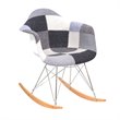 Allora Mid-Century Patchwork Twill Eiffel Base Rocking Chair in Gray and Beige