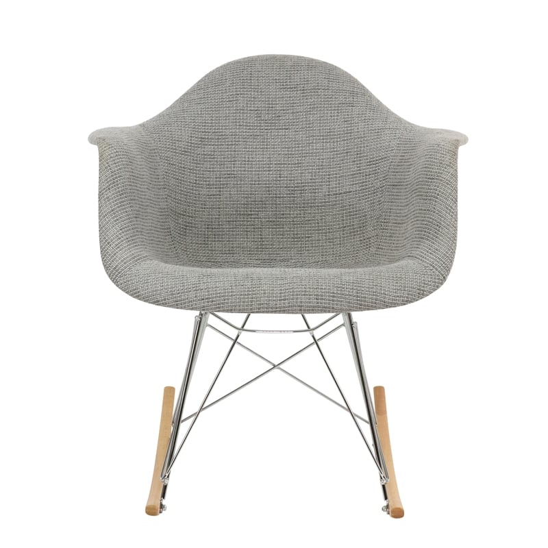 Allora Mid-Century Twill Eiffel Base Rocking Chair in Gray