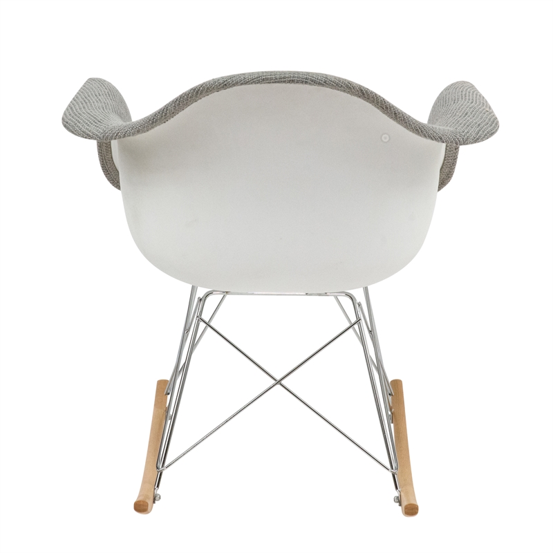 Allora Mid-Century Twill Eiffel Base Rocking Chair in Gray