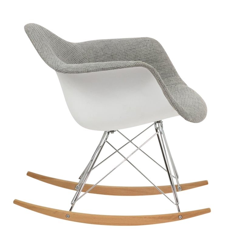 Allora Mid-Century Twill Eiffel Base Rocking Chair in Gray