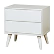 Allora 2pc Mid-Century Wood Bedroom Set - King + Nightstand in White