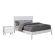 Allora 2pc Mid-Century Wood Bedroom Set - King + Nightstand in White