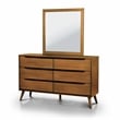 Allora 4pc Wood Bedroom Set - Queen + 1 Nightstand + 1 Dresser +1 Mirror in Oak